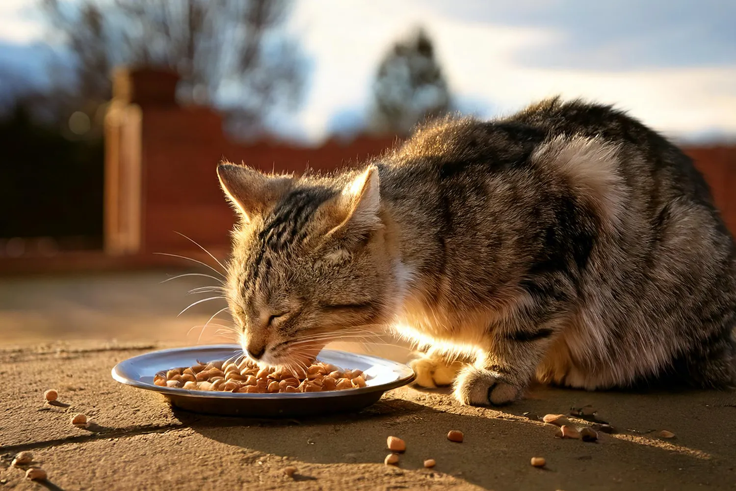 fotografia gato alimentadose