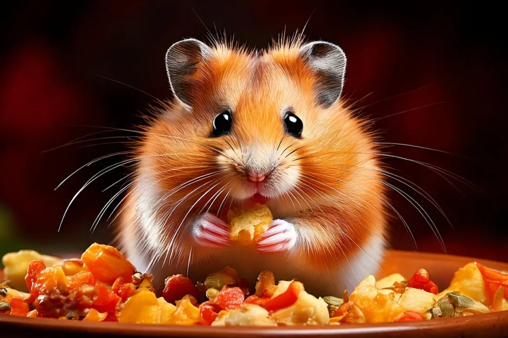 fotografia hamster alimentadose